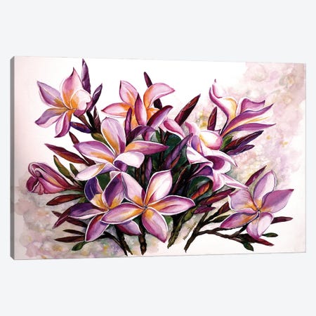 Frangipani Purple Canvas Print #KDK23} by Karin Dawn Kelshall-Best Canvas Artwork