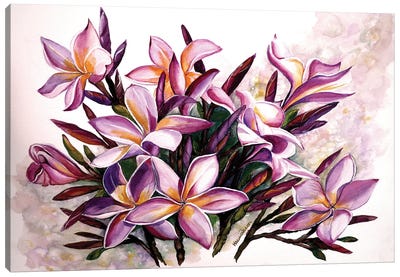 Frangipani Purple Canvas Art Print - Karin Dawn Kelshall-Best