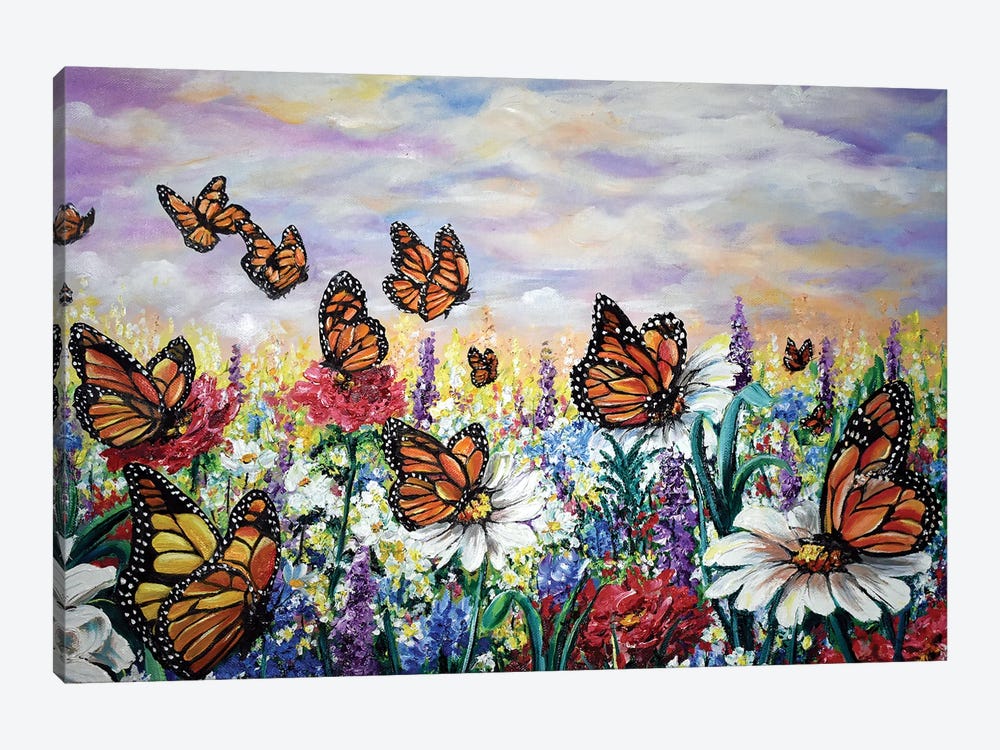 A Monarchs Garden by Karin Dawn Kelshall-Best 1-piece Canvas Wall Art