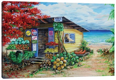 Rosies Cafe Canvas Art Print - Tropical Beach Art
