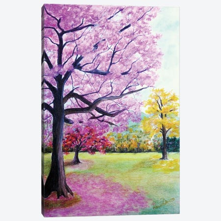 Savannah Pink And Yellow Poui Canvas Print #KDK51} by Karin Dawn Kelshall-Best Canvas Art Print