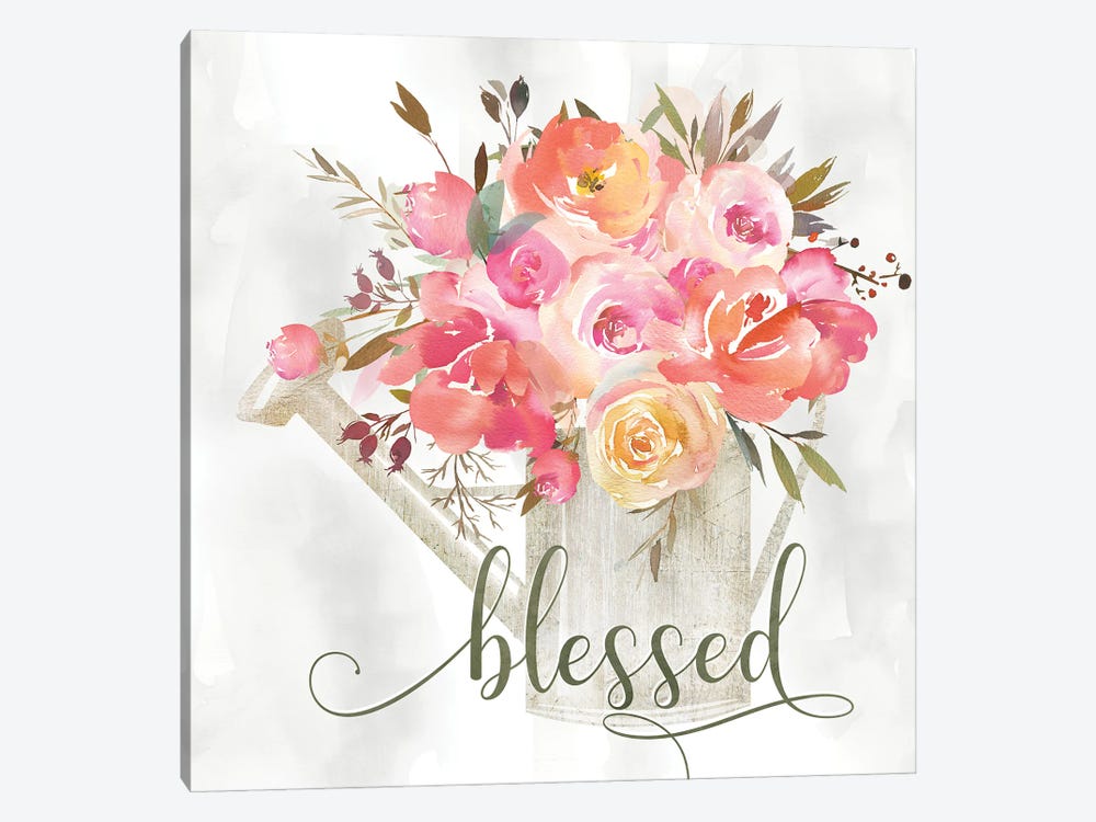 Simple Blessed Floral by Kelly Donovan 1-piece Canvas Art