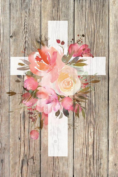 Floral Cross by Kelly Donovan framed wall art