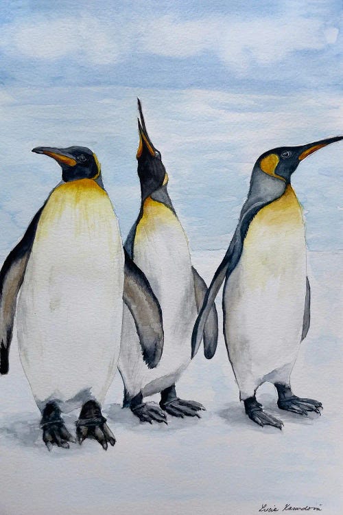 Happy Penguins by Lucia Kasardova wall art