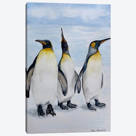 Happy Penguins Canvas Print #KDV15} by Lucia Kasardova Art Print