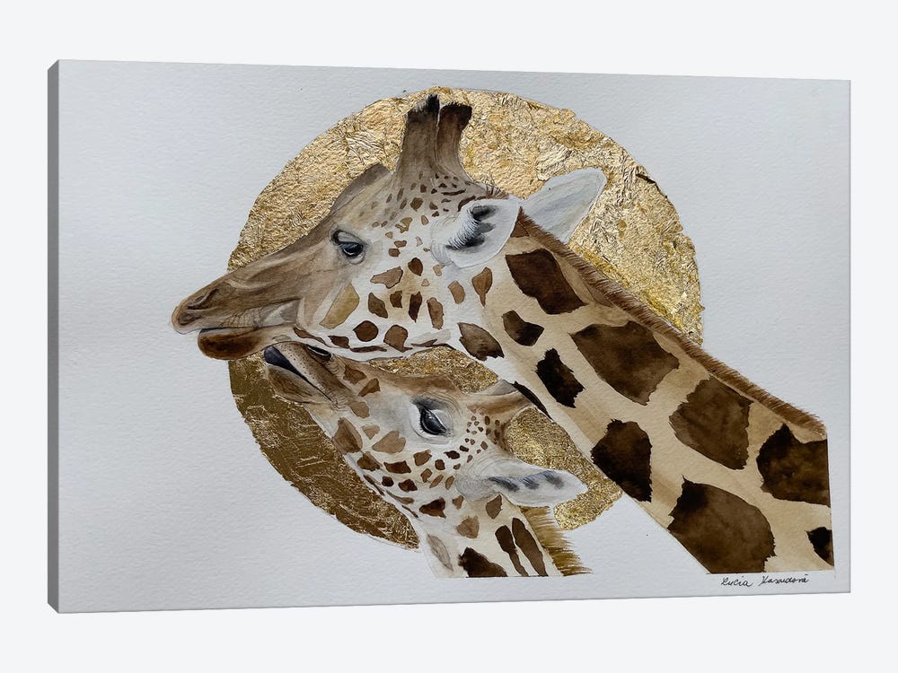 Giraffes In Love by Lucia Kasardova 1-piece Canvas Art