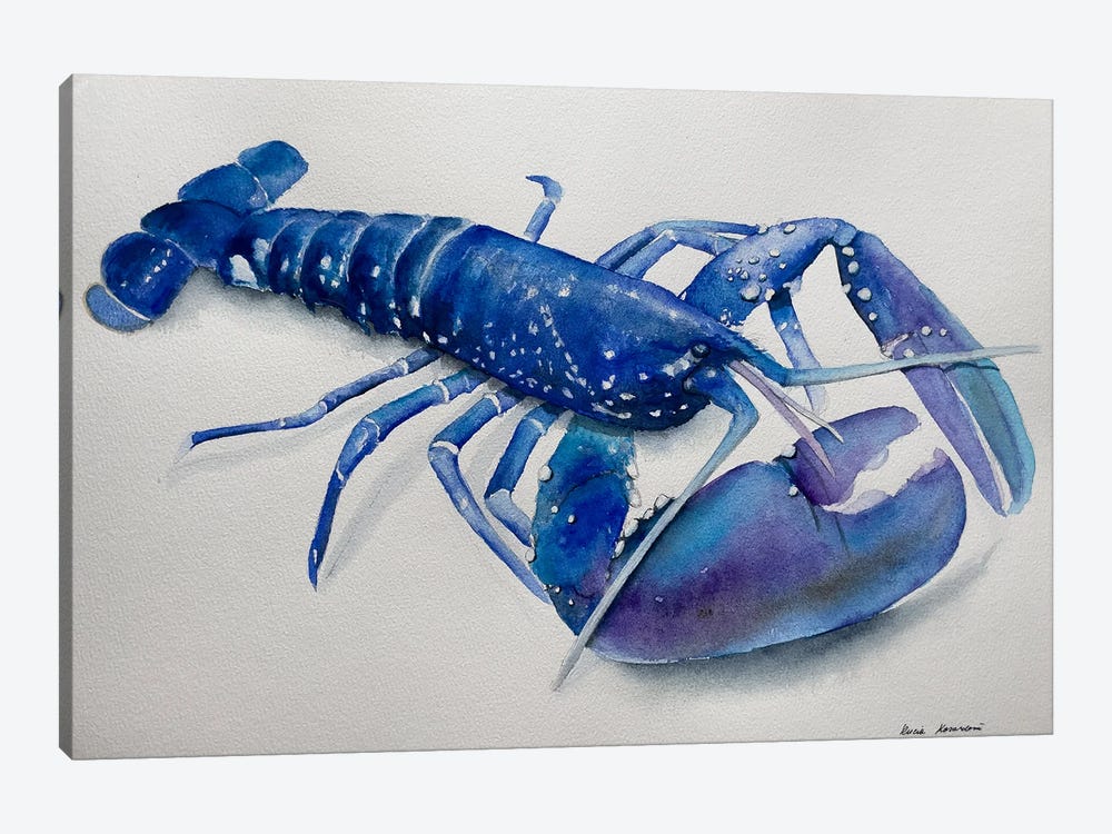 Blue Lobster by Lucia Kasardova 1-piece Canvas Print