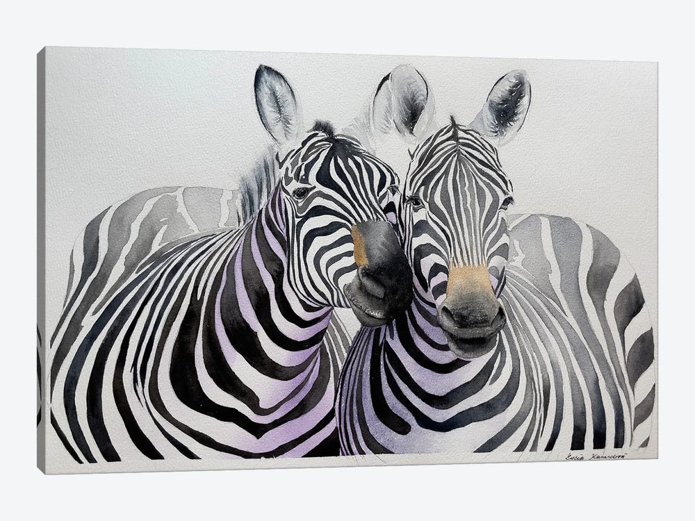 Zebras Cuddle by Lucia Kasardova 1-piece Canvas Art