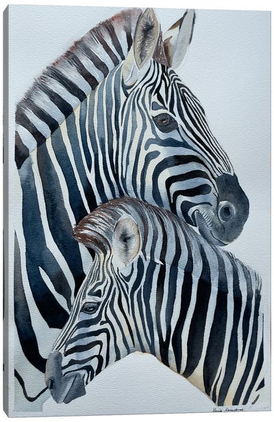 Zebras Love Canvas Art Print - Lucia Kasardova
