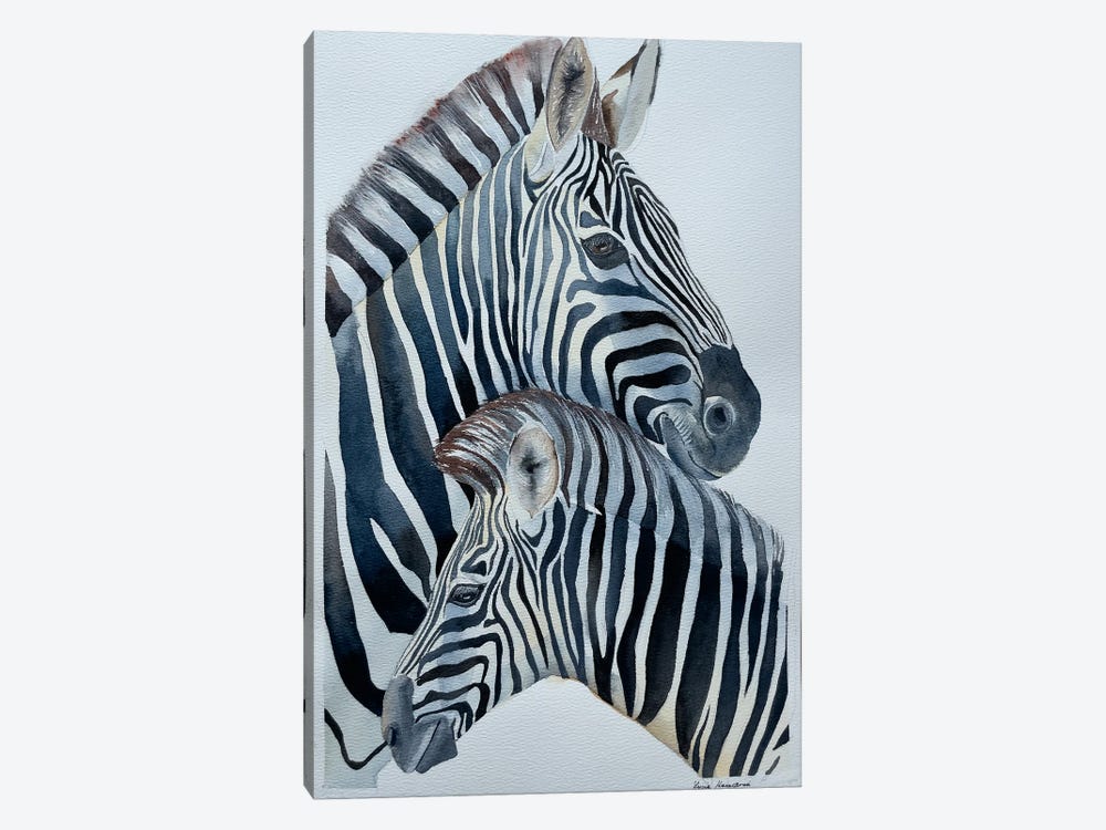 Zebras Love by Lucia Kasardova 1-piece Canvas Art Print