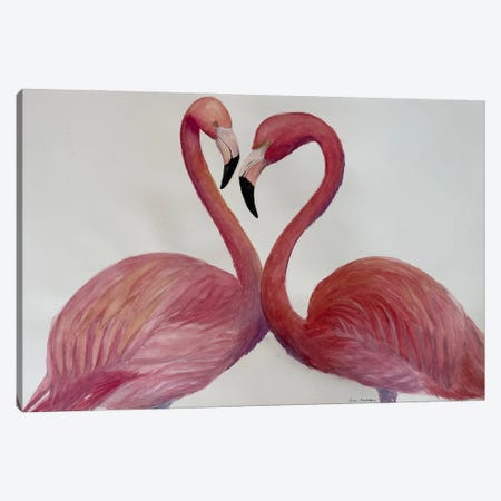 Flamingo Kisses Canvas Print #KDV28} by Lucia Kasardova Art Print