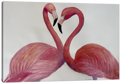 Flamingo Kisses Canvas Art Print - Lucia Kasardova