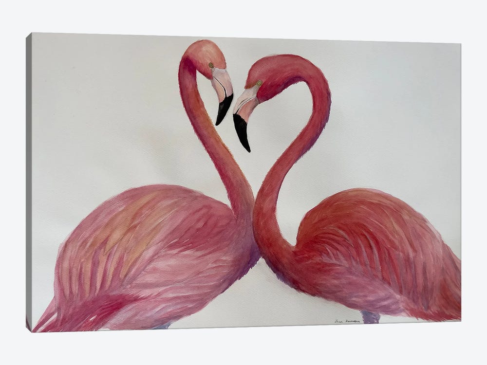 Flamingo Kisses by Lucia Kasardova 1-piece Canvas Print