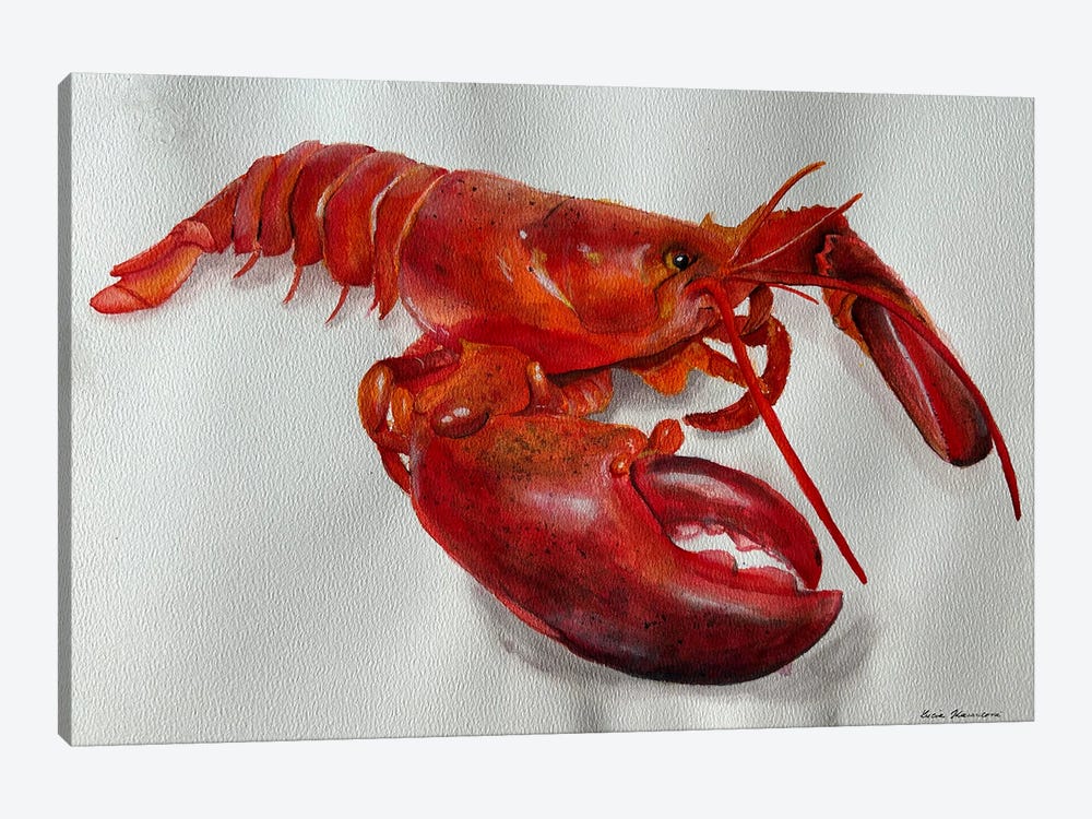 Happy Red Lobster by Lucia Kasardova 1-piece Canvas Art
