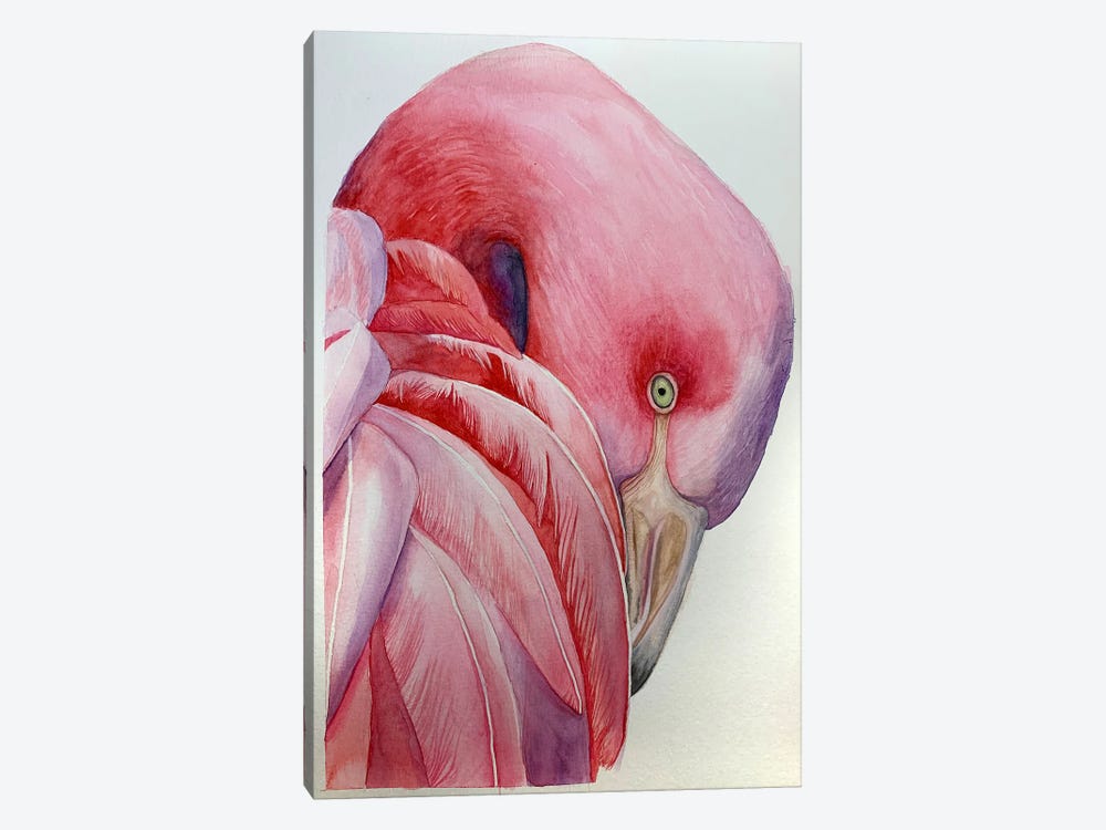 Pink Flamingo by Lucia Kasardova 1-piece Canvas Art Print