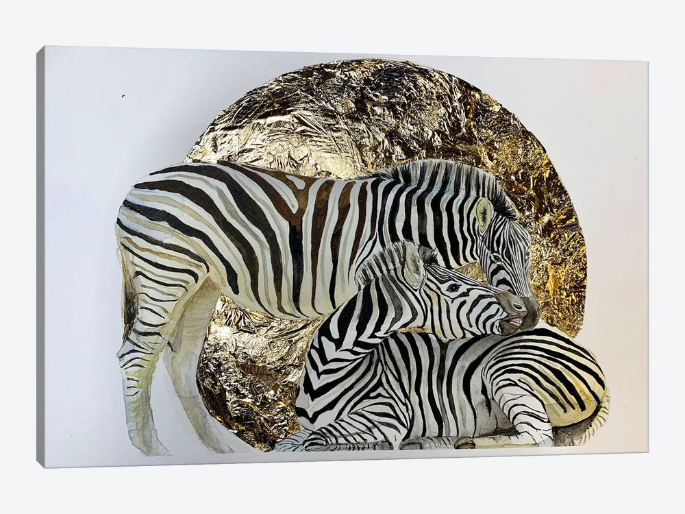 Zebra Love by Lucia Kasardova 1-piece Canvas Art
