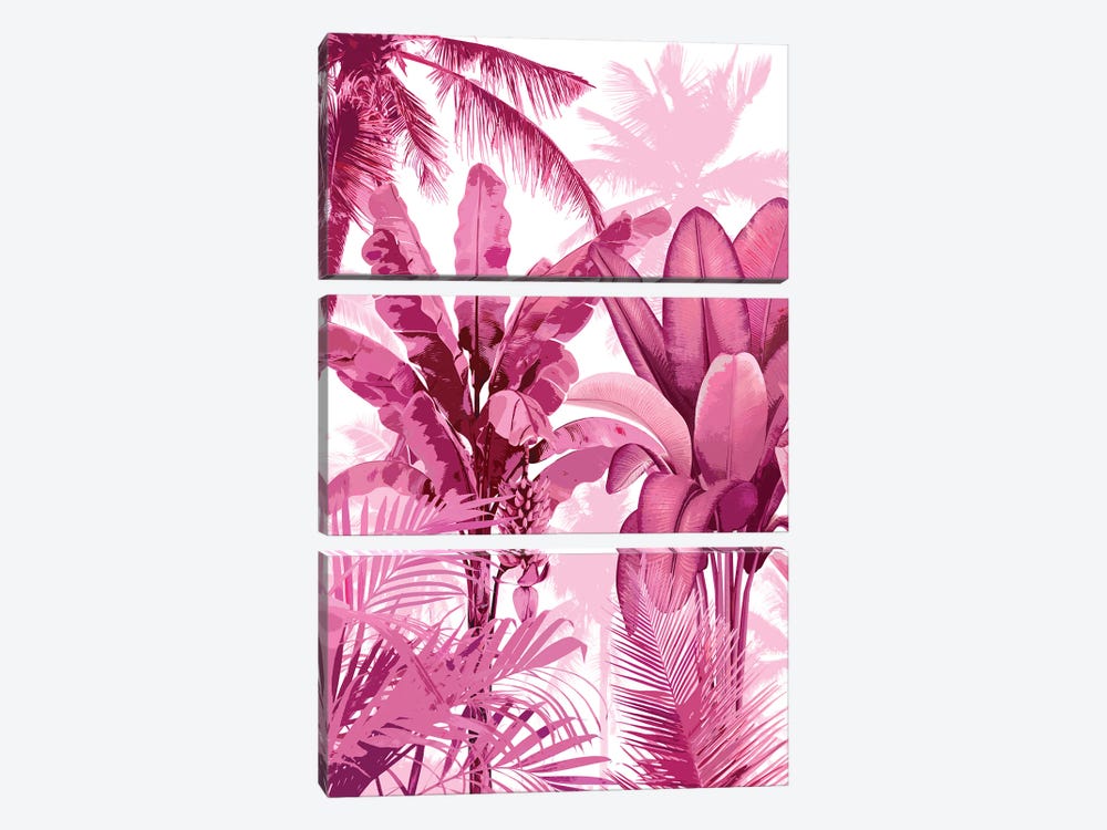 Palm Forest - Pink I by Kristen Drew 3-piece Canvas Print