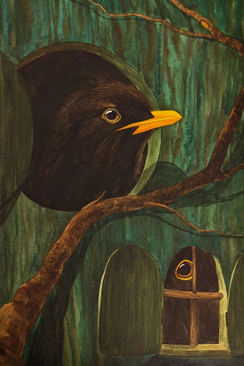 Tree House With Blackbirds