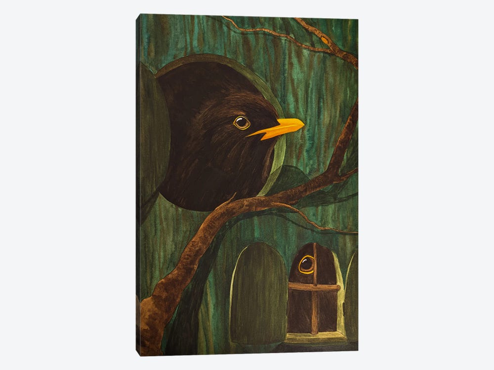 Tree House With Blackbirds by Karina Danylchuk 1-piece Canvas Wall Art