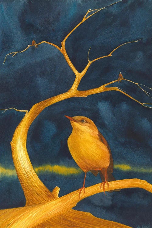 Golden Tree With Golden Bird by Karina Danylchuk wall art