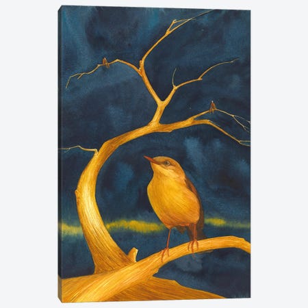 Golden Tree With Golden Bird Canvas Print #KDY46} by Karina Danylchuk Art Print