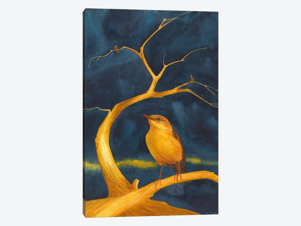 Golden Tree With Golden Bird by Karina Danylchuk 1-piece Canvas Art Print