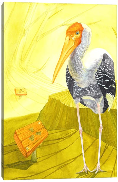Nuclear Heron Canvas Art Print - Wildlife Conservation Art