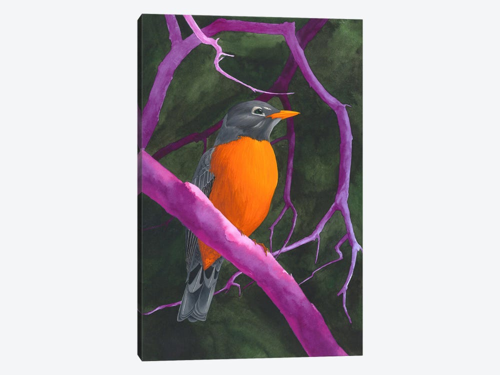 Orange Violet Bird by Karina Danylchuk 1-piece Canvas Art