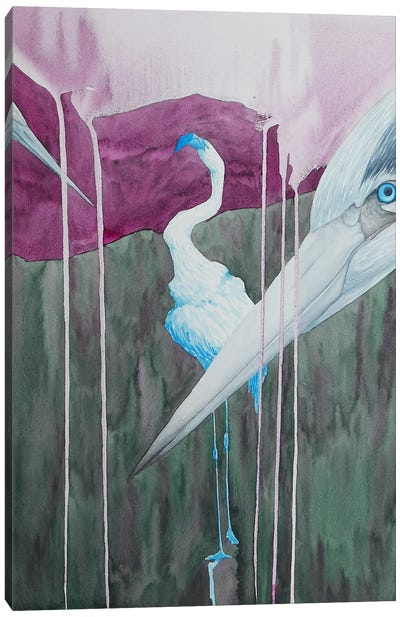Two Herons In The Forest Canvas Art Print - Karina Danylchuk