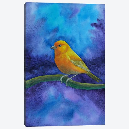 Mystic Lake And Yellow Bird Canvas Print #KDY62} by Karina Danylchuk Canvas Artwork