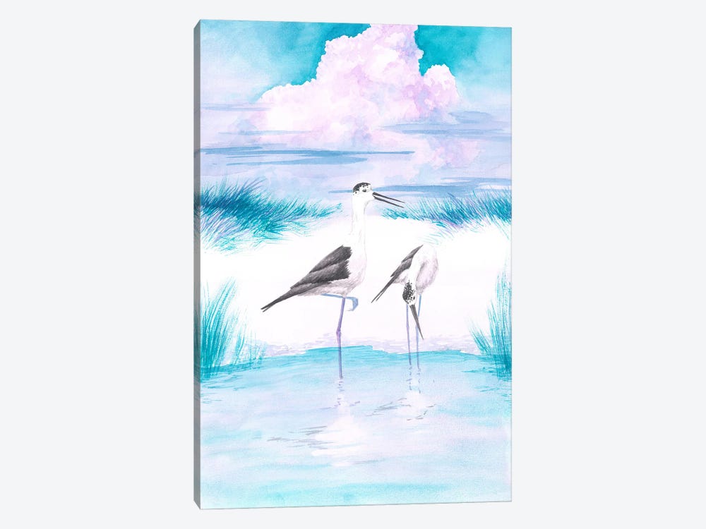 Black Winget Stilt And Pink Sunset by Karina Danylchuk 1-piece Canvas Art Print