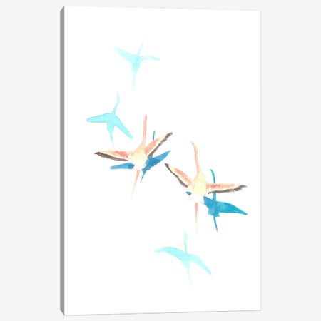 Flying Flamingoes Canvas Print #KDY75} by Karina Danylchuk Canvas Artwork