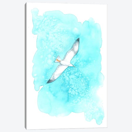 Flying Gull Canvas Print #KDY76} by Karina Danylchuk Canvas Art