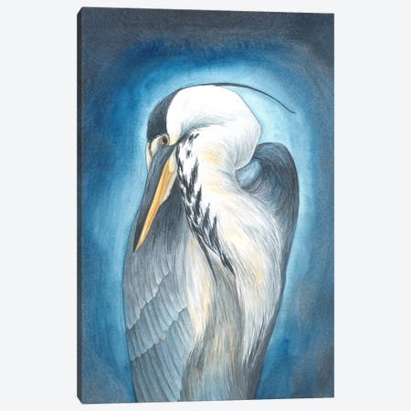 Heron In Blue Canvas Print #KDY79} by Karina Danylchuk Canvas Art Print