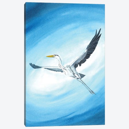 Flying Heron Cosmic Canvas Print #KDY84} by Karina Danylchuk Canvas Art Print