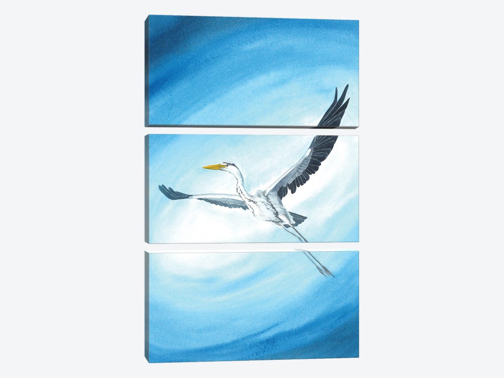 Flying Heron Cosmic by Karina Danylchuk 3-piece Canvas Art Print