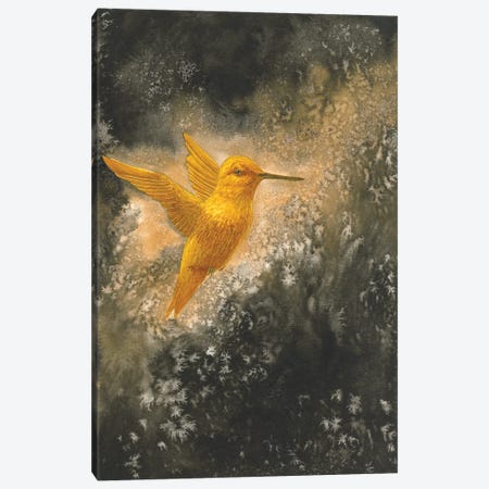 Golden Bird Hummingbird In Flight Canvas Print #KDY90} by Karina Danylchuk Art Print