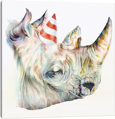 Rhino's Birthday Canvas Art Print - Trendy