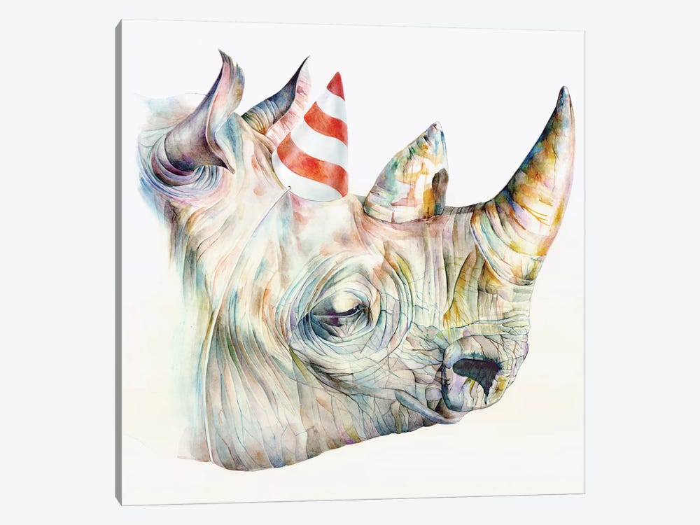 Rhino's Birthday by Brandon Keehner 1-piece Canvas Artwork