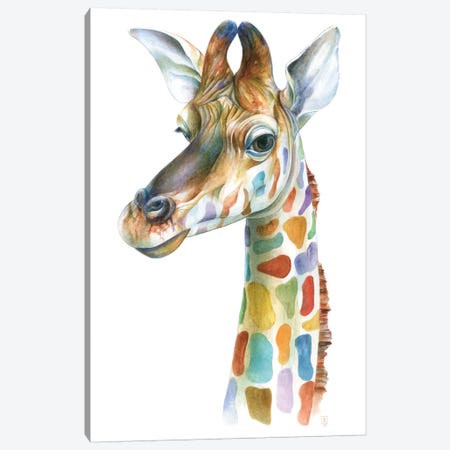 Colorful Giraffe Canvas Print #KEE5} by Brandon Keehner Canvas Art Print