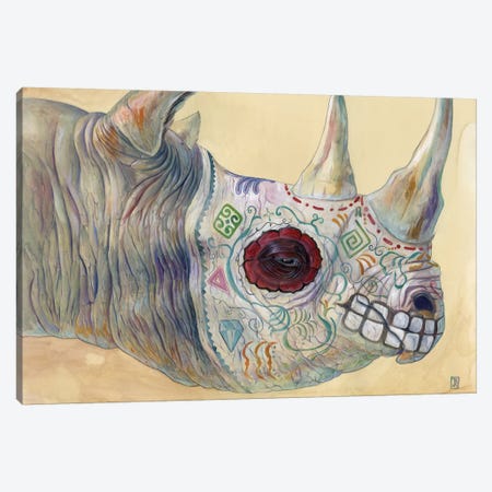 Day of the Dead Rhino Canvas Print #KEE6} by Brandon Keehner Canvas Print