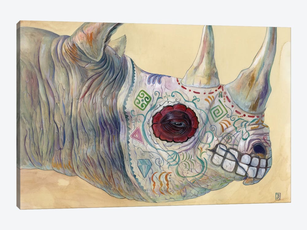 Day of the Dead Rhino by Brandon Keehner 1-piece Art Print