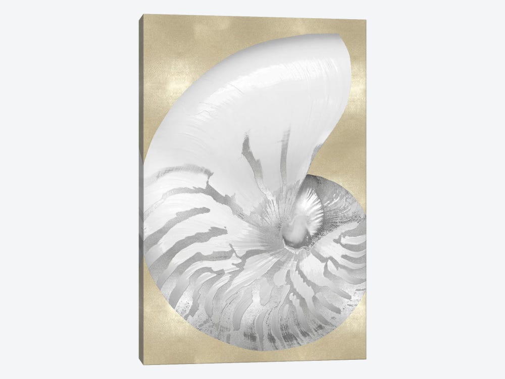 Silver Pearl Shell on Gold III by Caroline Kelly 1-piece Canvas Print