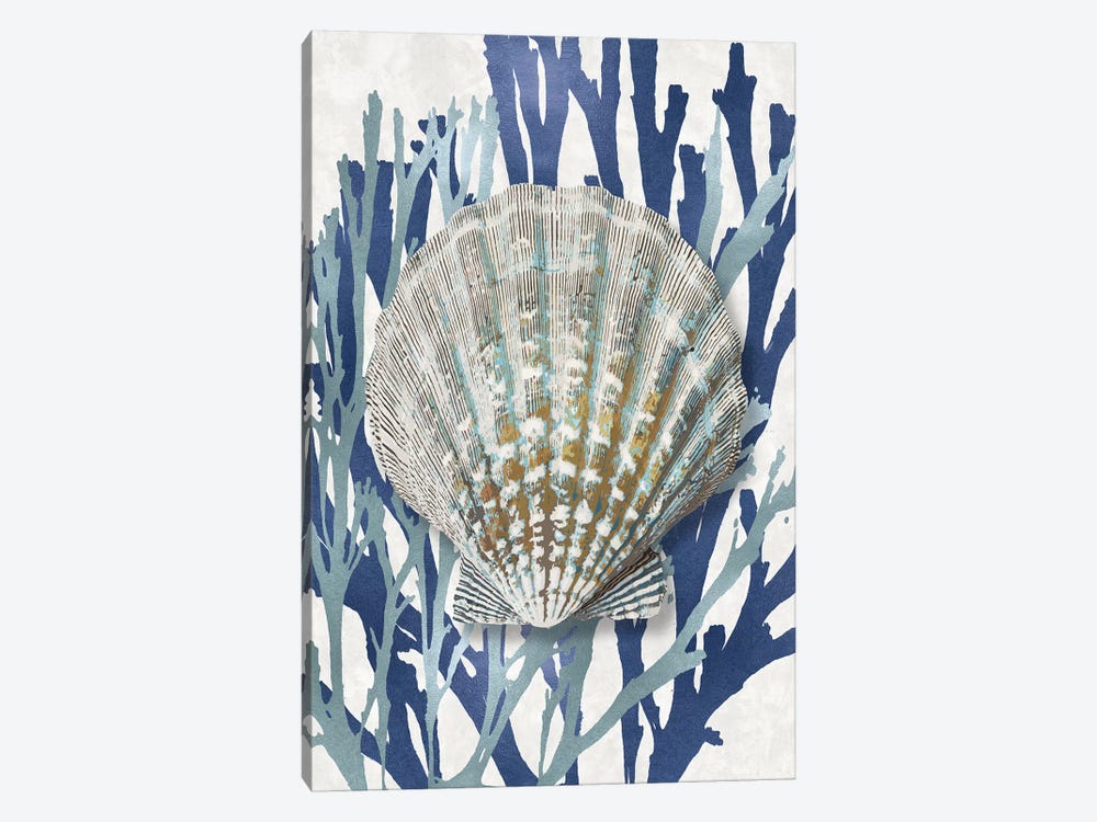Shell Coral Aqua Blue IV by Caroline Kelly 1-piece Art Print