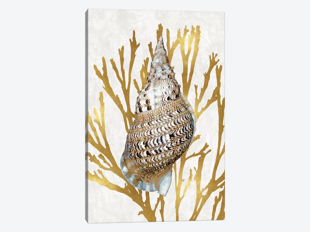 Shell Coral Gold I by Caroline Kelly 1-piece Art Print