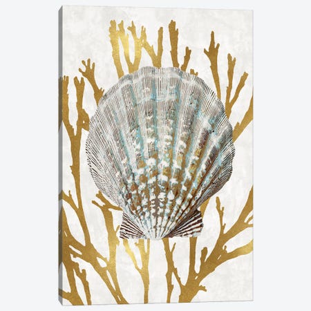 Shell Coral Gold IV Canvas Print #KEL73} by Caroline Kelly Canvas Print