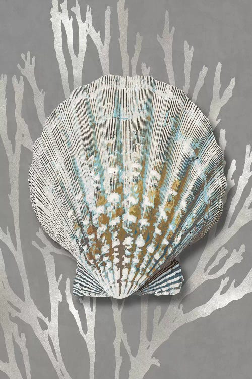 Shell Coral Silver on Gray IV by Caroline Kelly wall art