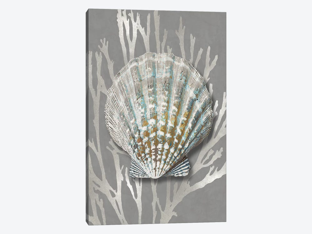 Shell Coral Silver on Gray IV by Caroline Kelly 1-piece Canvas Print