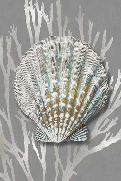 Caroline Kelly: Shell Coral Silver on Gray IV by Caroline Kelly