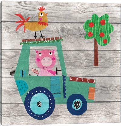 Tractor Pig Canvas Art Print